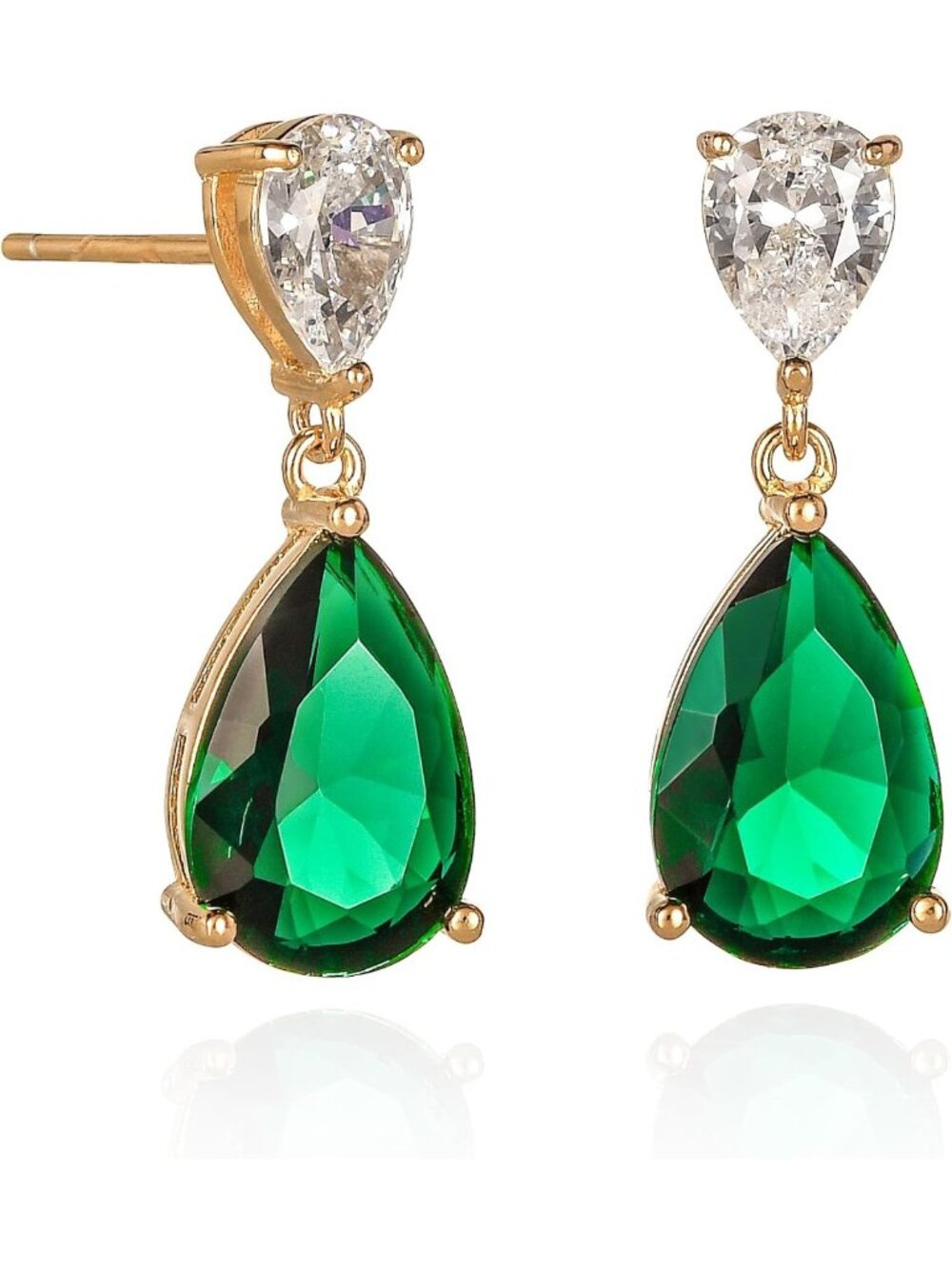 Elegant 925 Sterling Silver Teardrop Earrings with Colored & White Cubic